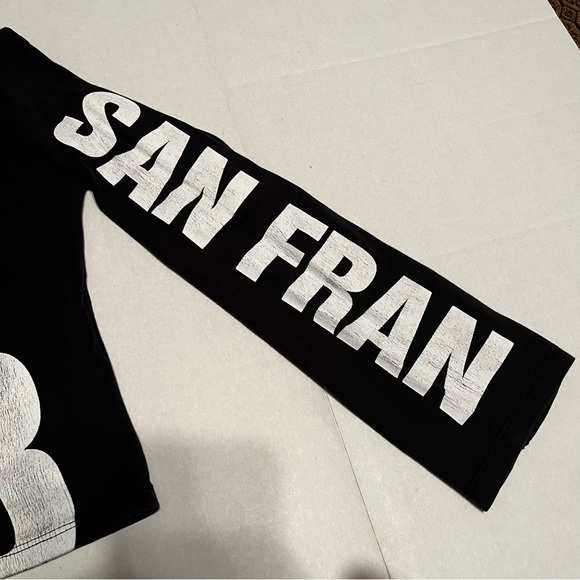 H&M Womens Faded Black Crop Long Sleeve Shirt San Fran 1993 Top Y2K 90s *FLAW - Picture 7 of 12